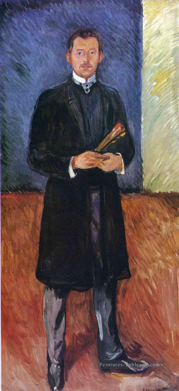 Autoportrait avec brosses 1904 Edvard Munch Peintures à l'huile